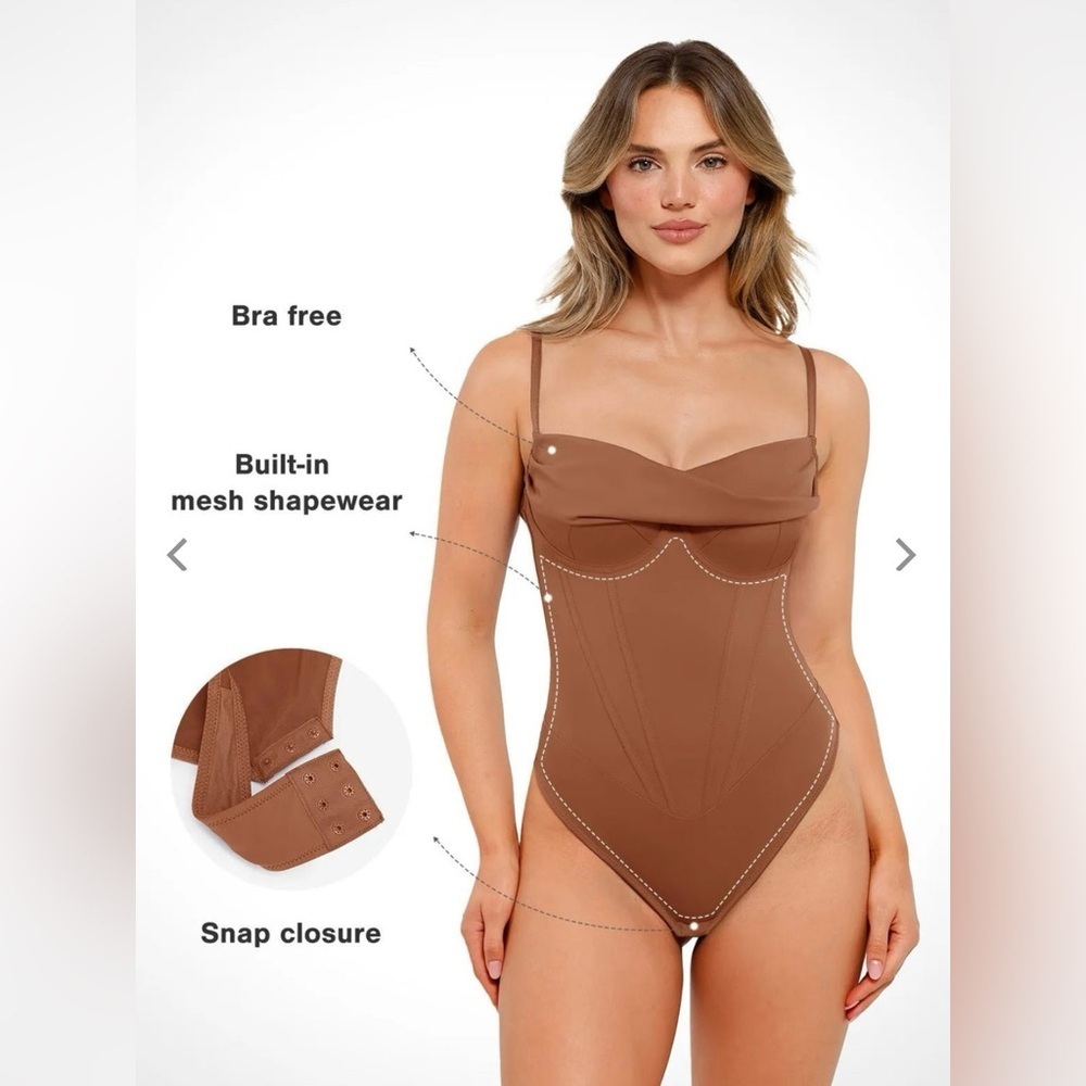 Popilush Shapewear Draped Bust Hourglass Corset Bodysuit - Picture 2 of 10